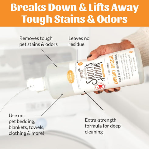32 oz Skout's Honor Laundry Booster Stain & Odor Removal Additive - Plant-Powered Formula for Pet Bedding, Clothing