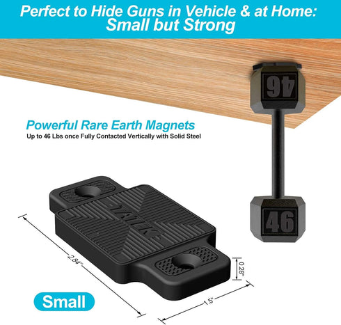 Gun Magnet Mount for Vehicle, 46 Lbs Rated Premium Rubber Coated Magnetic Pistol Holster for Car, Truck, Home, Under