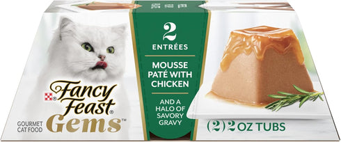 Fancy Feast Gems Cat Food Mousse, Chicken with Savory Gravy, Pack of 8, 4 oz Boxes