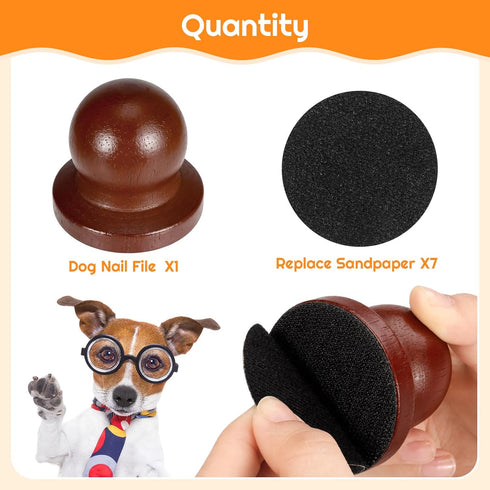 Dog Nail File Set, Dog Nail Trimmers with 7 Pcs Replaceable Sandpaper, No Pressure Nail File