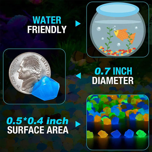 OGIFOAHC 100pcs Glow in The Dark Rocks, Non-Toxic Glowing Stones for Aquarium or Garden Decoration