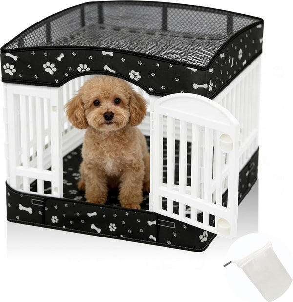 LynxLink Dog Playpens Cover and Bottom Mat Set,Playpen Not Included, Non-Slip Dog Crate