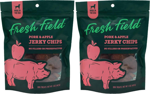 Fresh Field Pork & Apple Jerky Chips, 5 oz All-Natural Dog Treats,