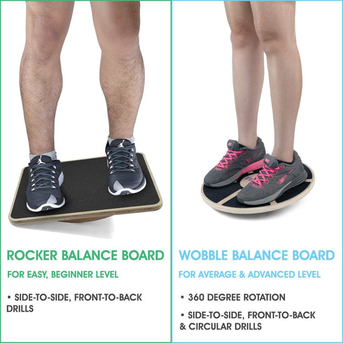 Yes4All 350LBS Professional Wooden Balance Board, Anti-Slip Rocker Board for Leg Workout, Wobble Board