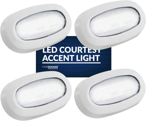 Five Oceans Oblong LED Courtesy Light, 4 Pack Marine Accent Lights for Boat Interior