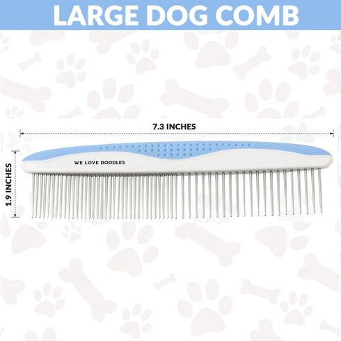 Metal Dog Grooming Comb - Removes Tangles & Matts, Best for Poodles, Goldendoodles, Long Haired Dogs (Large)