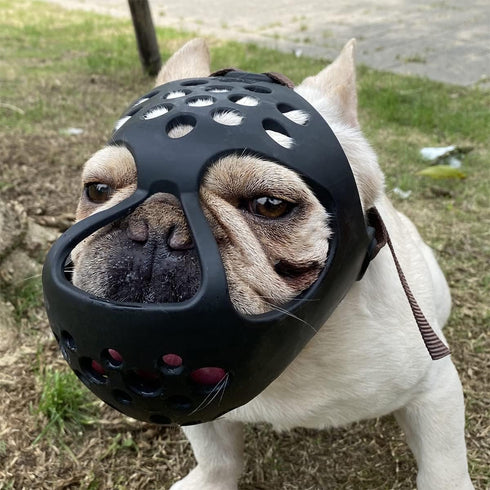 BARKLESS Short Snout Dog Muzzle, Soft Silicone Flat Faced Muzzle for French Bulldog, Shih Tzu, and Pug Grooming.