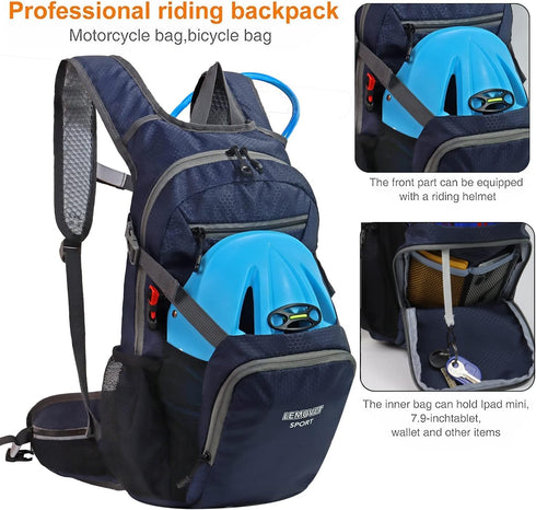 Lightweight Waterproof Hiking Daypack, 15L Durable Backpack for Skiing, Snowboarding, Running