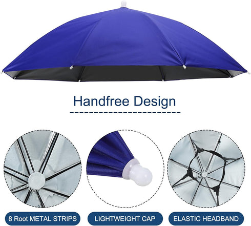 PATIKIL Umbrella Hat, 27 Inch Hands-Free Fishing Cap with Elastic Headband for Camping Gardening Hiking