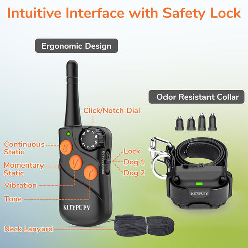 Professional Dog Training Collar - K9 Shock Collar for Large Medium Small Dogs with 4 Modes, 1500FT Range, Waterproof