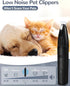 Dog Clippers for Grooming - 2 Speed Rechargeable Low Noise Pet Shaver with LED Light for Dogs & Cats Hair Trimming