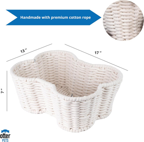 Dog Toy Basket - Handmade Dog Toy Bin, Dog Bone Shaped Basket for Toys, Dog Storage Organizer, Cat Toy Box, 17x13in Dog