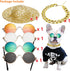 6PCS Pet Dog Cat Costume - Retro Sunglasses, Adjustable Gold Chain Collar & Straw Hat, Funny Accessories for Birthday