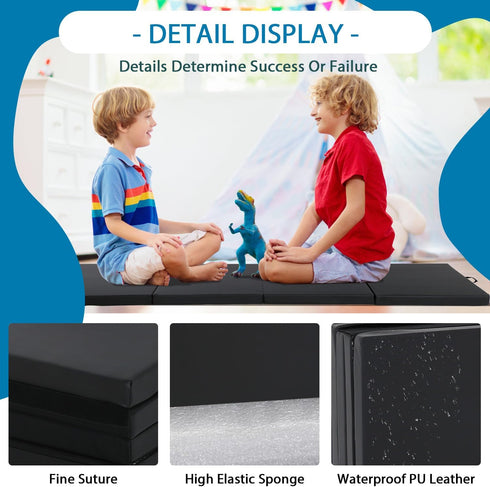 Gymnastics Mat for Tumbling, Folding Tumbling Mat Exercise Mat Gym Mat Tumbling Mats for Kids, Adults, PU Leather Yoga