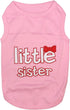 Parisian Pet Dog T-Shirt - Breathable Pink Sleeveless Vest with 'Little Sister' Embroidery - Machine Washable for Small