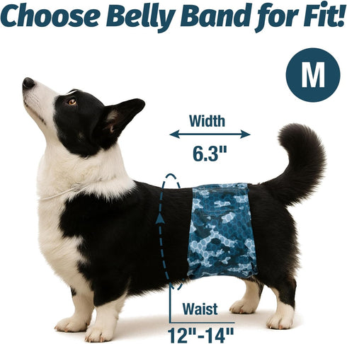 Pet Soft Dog Belly Band, 3 Packs Reusable Male Dog Diapers Belly Wraps (Army, M)
