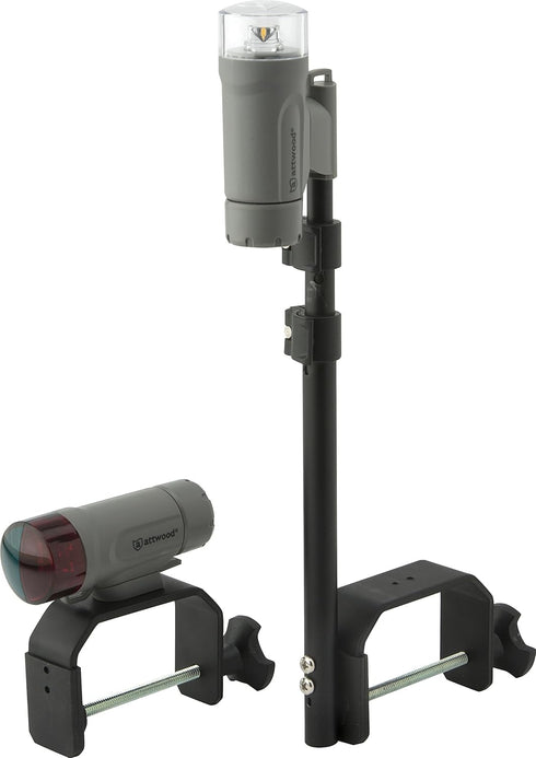 Portable Clamp-On LED Light Kit, attwood 14190-7, Water-Resistant, Marine Gray Finish