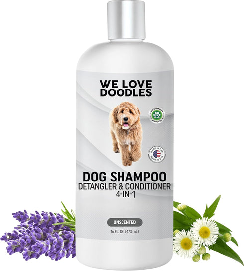 USA,16OZ Dog Shampoo, Conditioner & Detangler - Best Shampoo for Goldendoodles, Poodles & Doodles Pet Hair