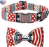 Elegant Little Tail Independence Day Dog Collar, July 4th American Flag Bowtie Collar for Small Dogs, Holiday Pet Gift