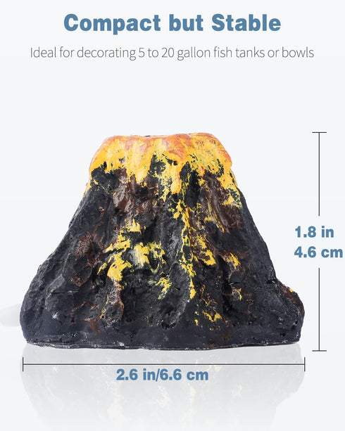 Uniclife Volcano Ornament Kit for Aquarium, Mini Resin Decor with Air Stone Bubbler Accessories