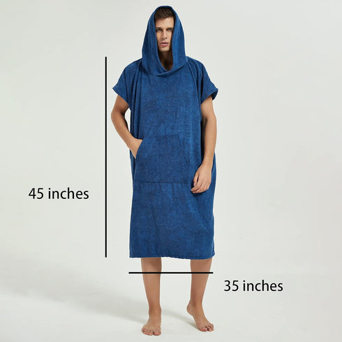 Navy Hooded Beach Towel Poncho for Adults