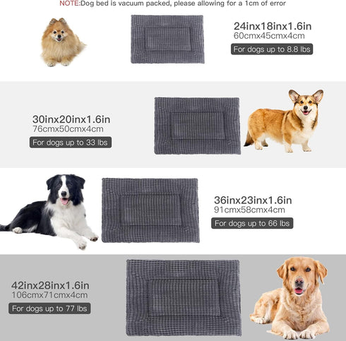 BVAGSS Reversible Dog Crate Pad 24''x18'' Light Grey, Memory Foam Dog Bed, Washable Pet Cushion for Small Dogs