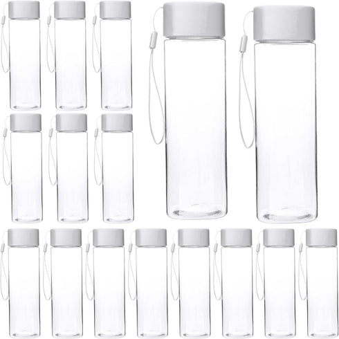 Faytark 16 Pcs 17 oz Plastic Water Bottle Bulk Leak-Proof Portable Square Drink