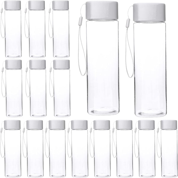 Faytark 16 Pcs 17 oz Plastic Water Bottle Bulk Leak-Proof Portable Square Drink