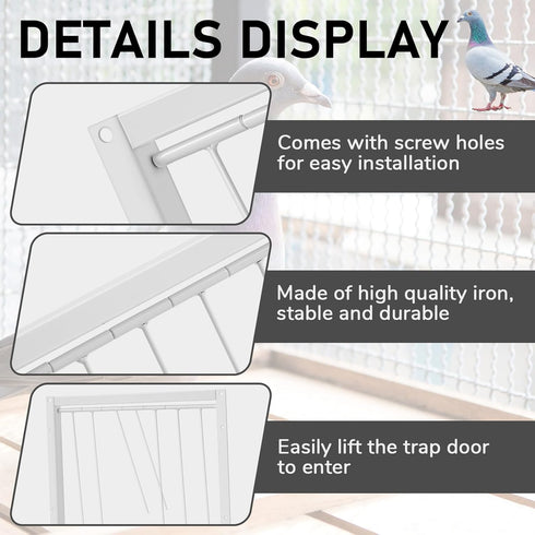 2 Pcs Pigeon Cage Door Bird Wire One Way Entrance Door for Racing Supply Birdcage Breeding (White)