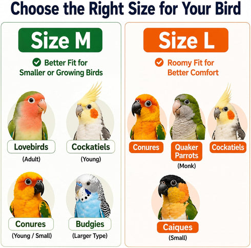 HIHETE Set, Budgerigar Lovebird Bird Diaper and Leash Small Bird Diaper and Harness, Reusable Flight Suit for Small