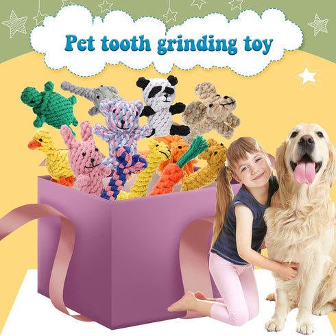Sumind 12 Pcs Dog Rope Toys for Aggressive Chewers - Valentine Gifts for Puppy Playtime (12 Styles)