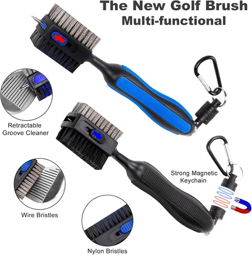 Golf Accessories Cleaning Kit (13 in 1) Includes Club Brush, Divot Tool, Golf Pouch, Towel, Tees, Gifts for Men