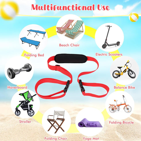 2 Backpacking Sanwuta Pcs Adjustable Beach Chair Carry Strap Camping Chair Straps for Shoulder Folding Beaches Foldable