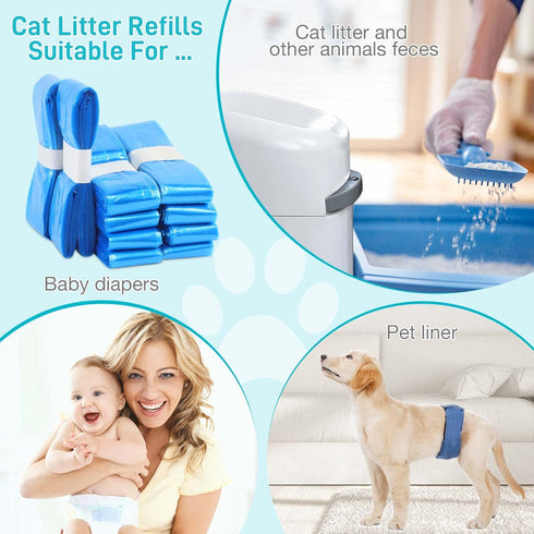 10 Pack 100% Cat Litter Refill Bags Enhanced Odor Control Generic Litter Refills Compatible with Standard, Plus, XL