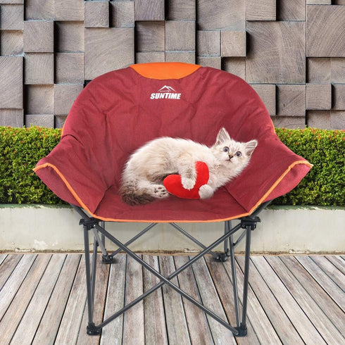 OUTDOOR LIVING SUNTIME Sofa Chair, Oversize Padded Moon Leisure Portable Stable Comfortable Folding Chair for Camping