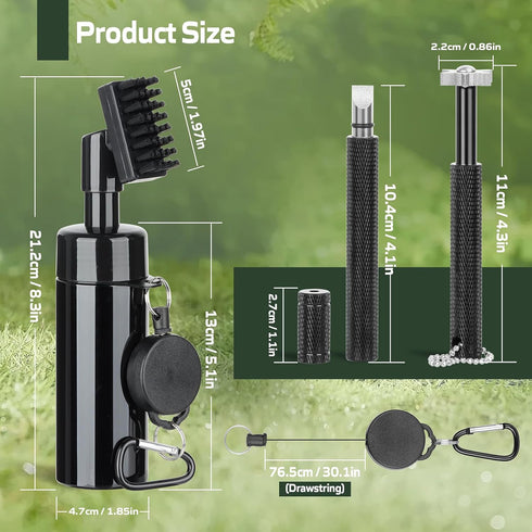Golf Club Cleaner Brush - Groove Cleaning Tool with Towel and Retractable Lock Clip for Golf Bag