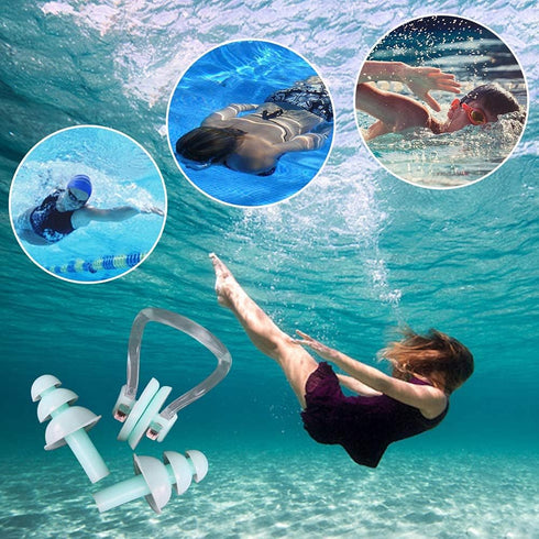 UPINS 14 Sets Silicone Nose Clips, Waterproof Swimming Nose Plugs and Earplugs for Adults and Kids