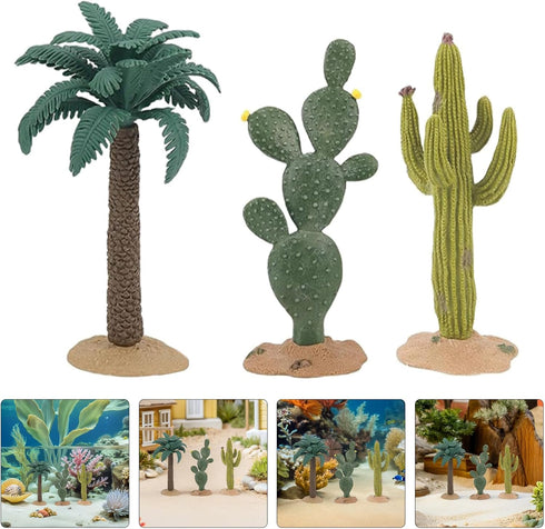 3pcs Beaupretty Artificial Cactus Plants Figurines for Reptile Environment Decoration, Simulation Succulent Miniature