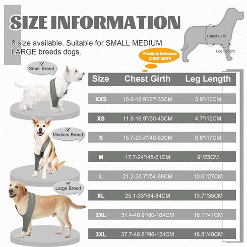 ROZKITCH Dog Surgery Recovery Sleeve - Front Leg Elbow Brace Protector, Cone Collar Alternative for Joint Care (Grey S)