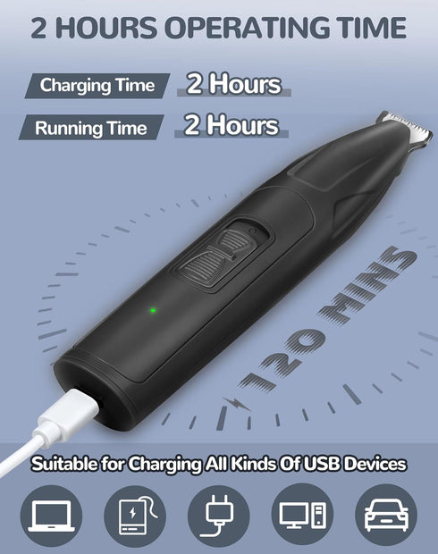 Dog Clippers for Grooming, 2 Speed Low Noise Cordless Trimmer for Small Pets, Rechargeable Hair Clippers (Black)