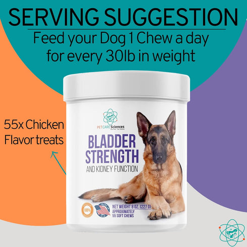 Bladder Strength Chews - Approx 55 Natural Dog UTI Treatment | Kidney Support for Senior Dogs