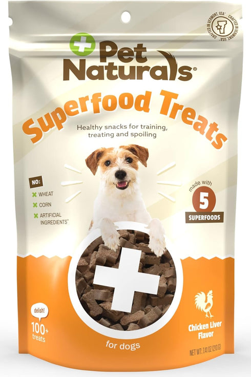 Pet Naturals Superfood Dog Treats, Blueberry and Kale, No Corn or Wheat, Healthy Snacks for Training, 100 Chews