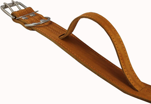 Tan Genuine Leather 27"x1.75" Wide Handle Collar, Fits 20"-24.5" Neck for X-Large Great Dane Mastiff