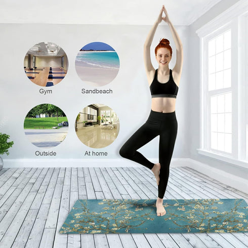 Leopard Skin Blue Animal Yoga Mat - Eco Friendly Non Slip Fitness Exercise Mat 70.8x26inc