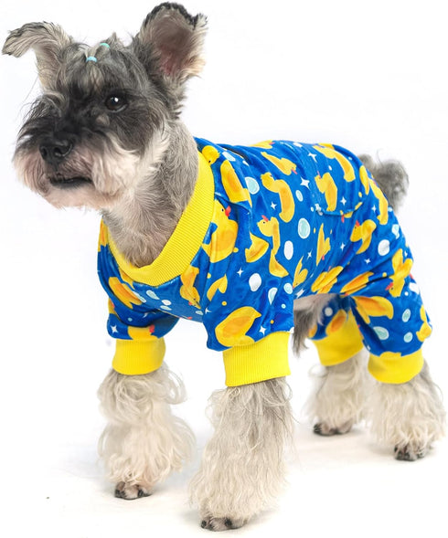 PUPTECK Soft Fleece Dog Pajamas for Small Medium Dogs, Adorable Puppy Sweaters Clothes Jumpsuit Pjs, Lightweight Cat Coat Pet Apparel, Blue, S