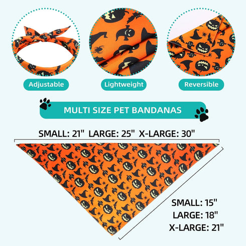 '-1 Pack, Halloween Dog Bandana Premium Durable Triangle Reversible Dog Scarf, Adjustable Puppy Bandana Bib Handkerchief