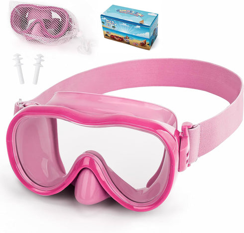 Kids Swim Goggles with Nose Cover, Diving Mask and Mesh Bag with Ear Plugs