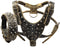 Leather Spiked Studded Medium & Large Dog Collars, Harnesses, 2Pcs Matching Set for Pit Bull, Mastiff, Boxer (Gold
