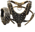 Leather Spiked Studded Medium & Large Dog Collars, Harnesses, 2Pcs Matching Set for Pit Bull, Mastiff, Boxer (Gold