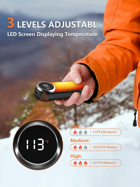 Rechargeable Hand Warmers 12000mAh, 2 Pack Pocket Hot Hands, Up to 20 Hours, Double Sided Heat Portable Heater
